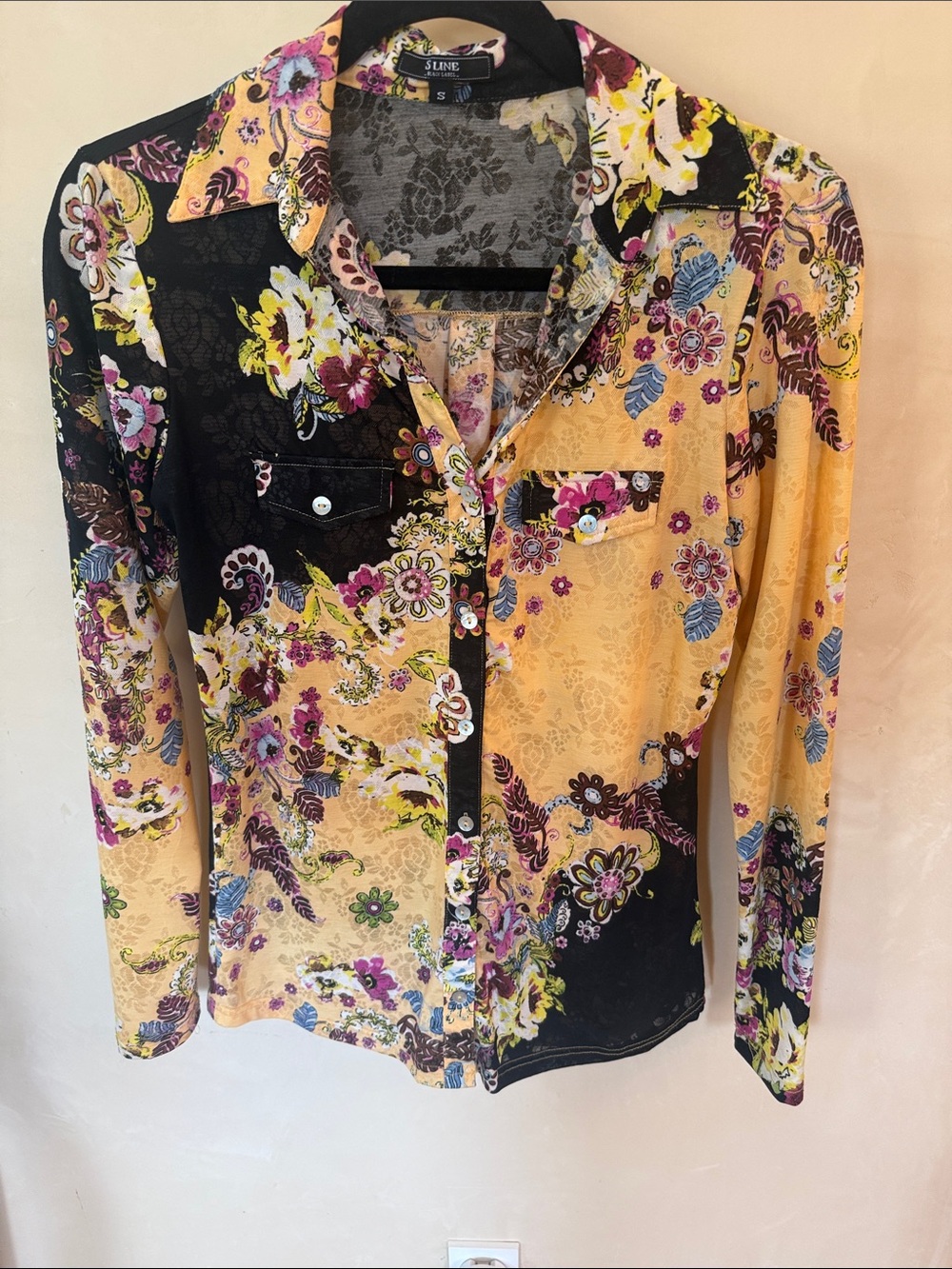 Black Label Yellow & Black Floral Button-Down Shirt